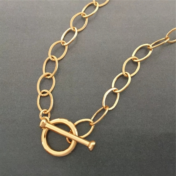 18K Gold plated Clavicle Choker Chain Necklace - Picture 4 of 6